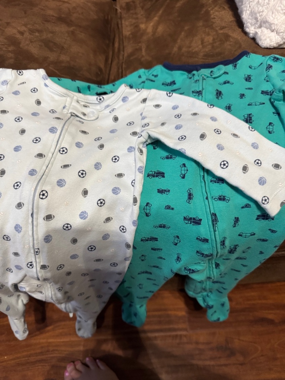 Carter's Baby Footie One-Pieces in White & Teal - 3-Pack